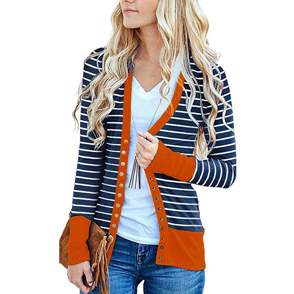 women's Line stripe long sleeve Hoodie.