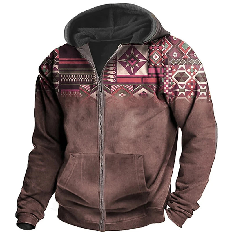 Printed zipper Hoodie