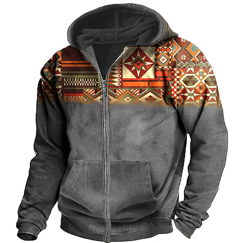 Printed zipper Hoodie
