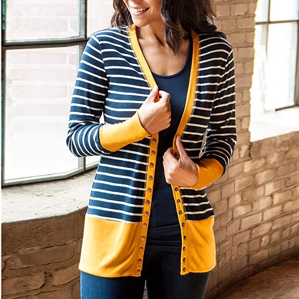 women's Line stripe long sleeve Hoodie.