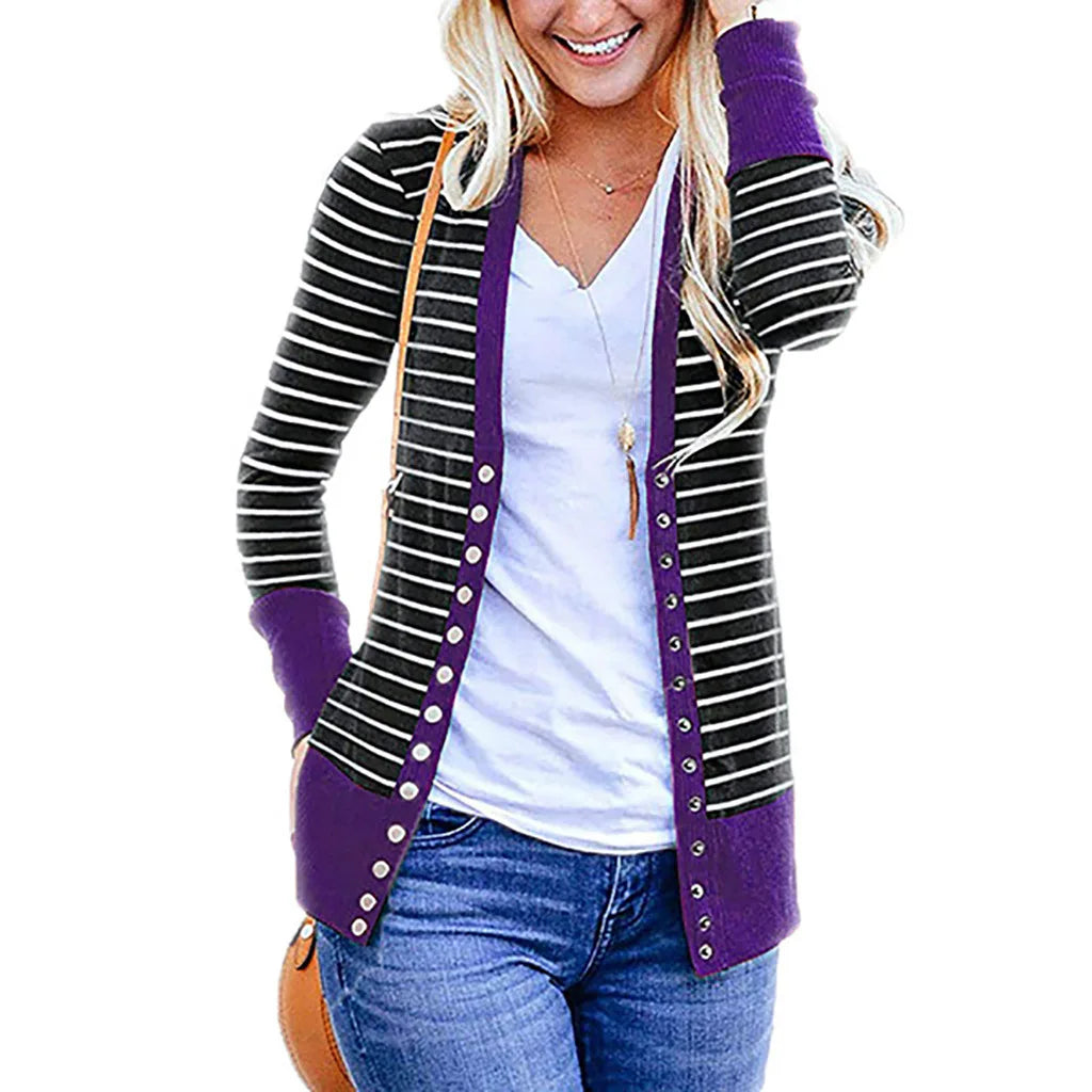 women's Line stripe long sleeve Hoodie.