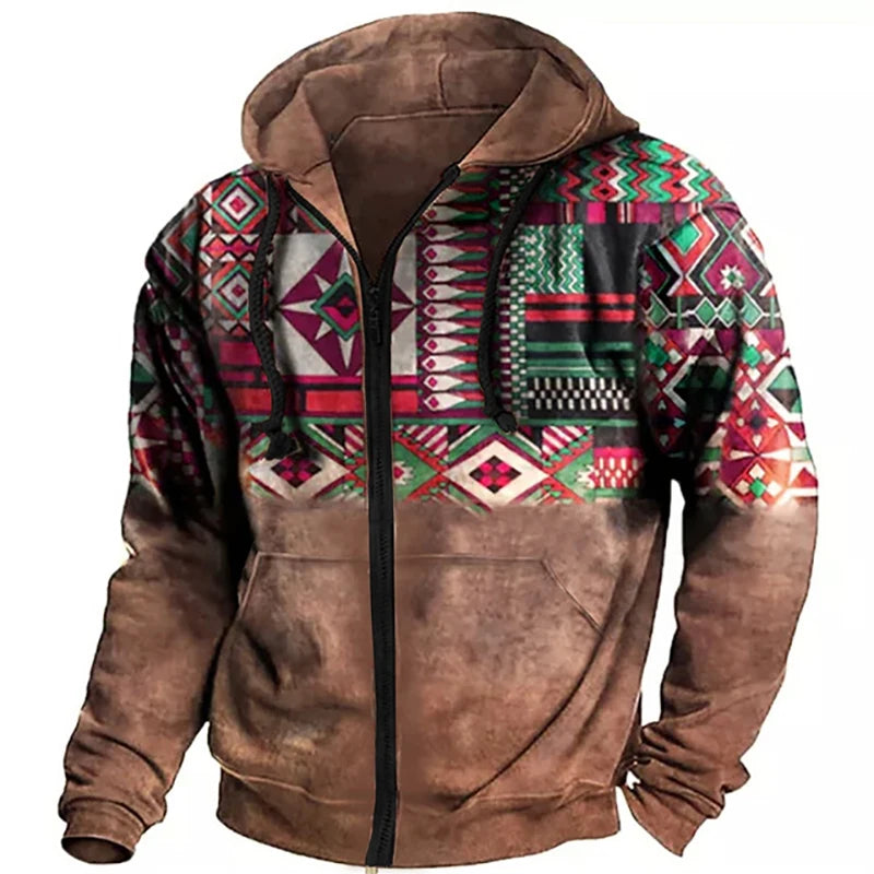 Printed zipper Hoodie