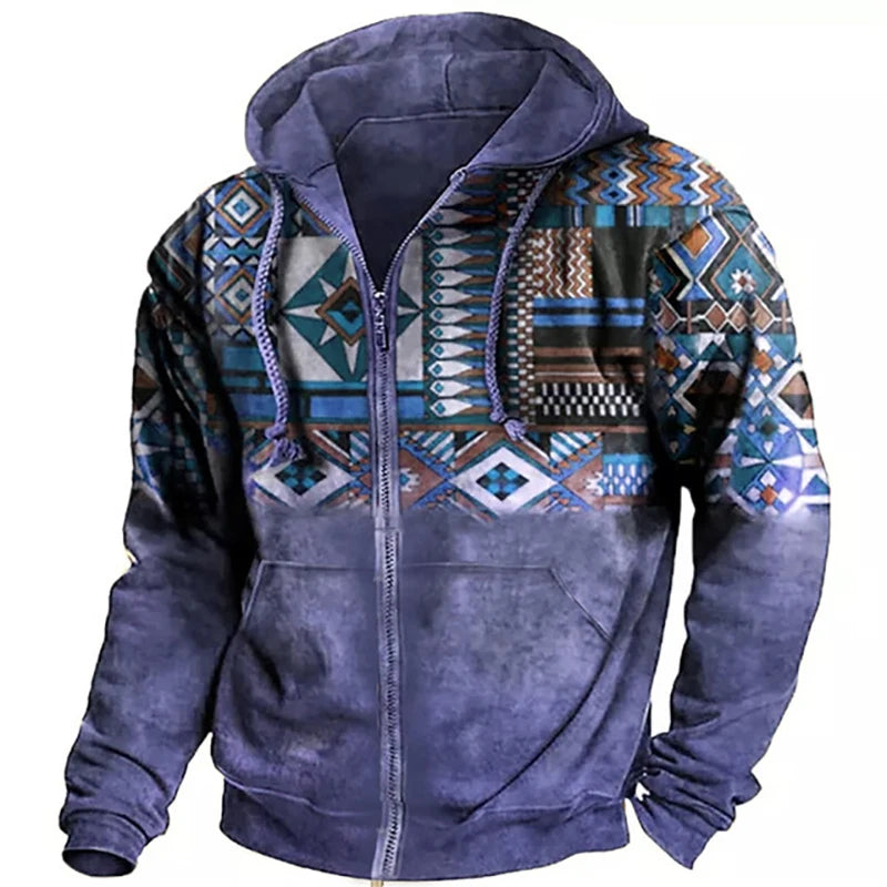 Printed zipper Hoodie