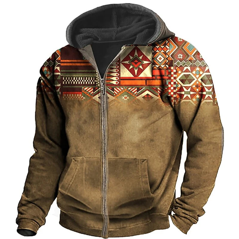Printed zipper Hoodie