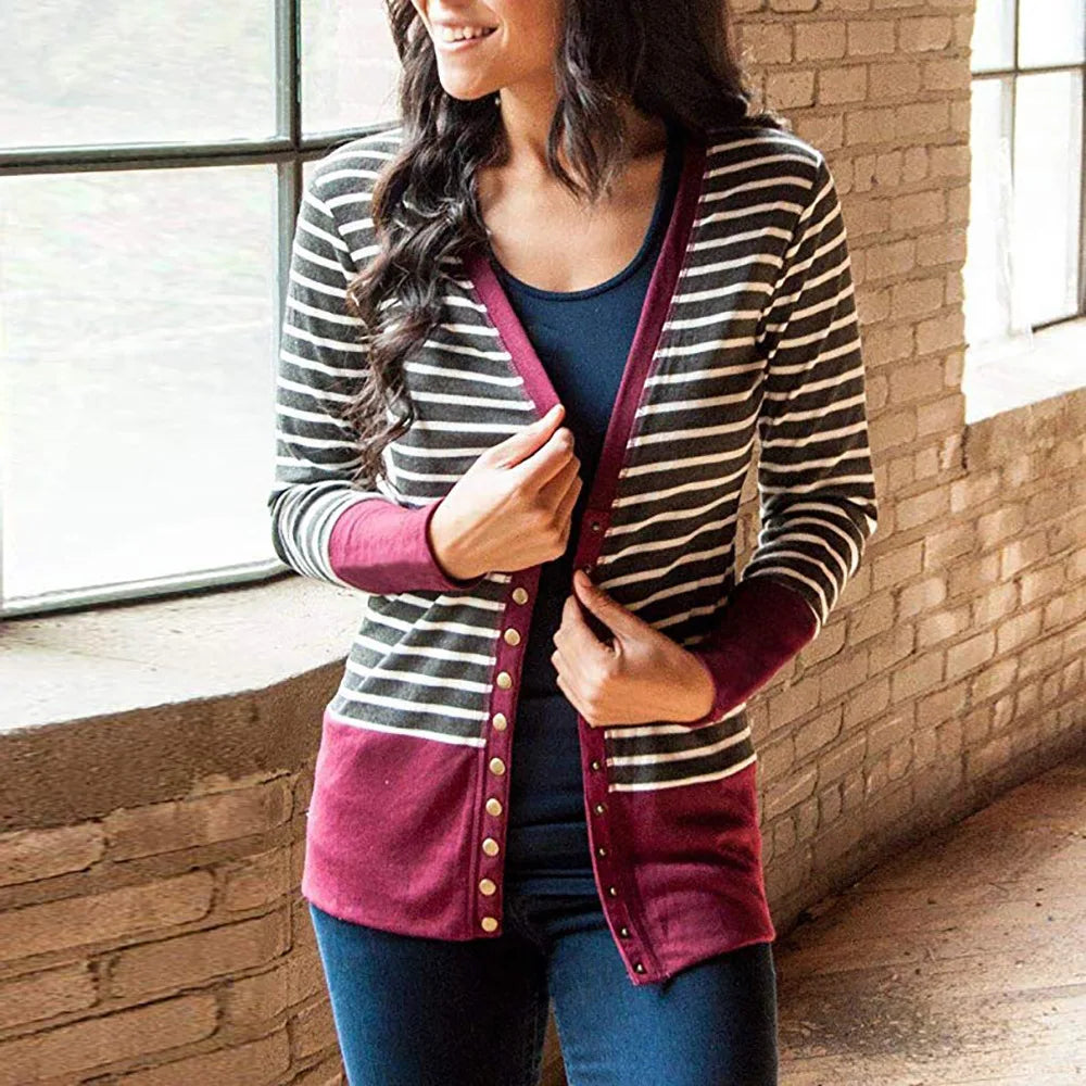 women's Line stripe long sleeve Hoodie.